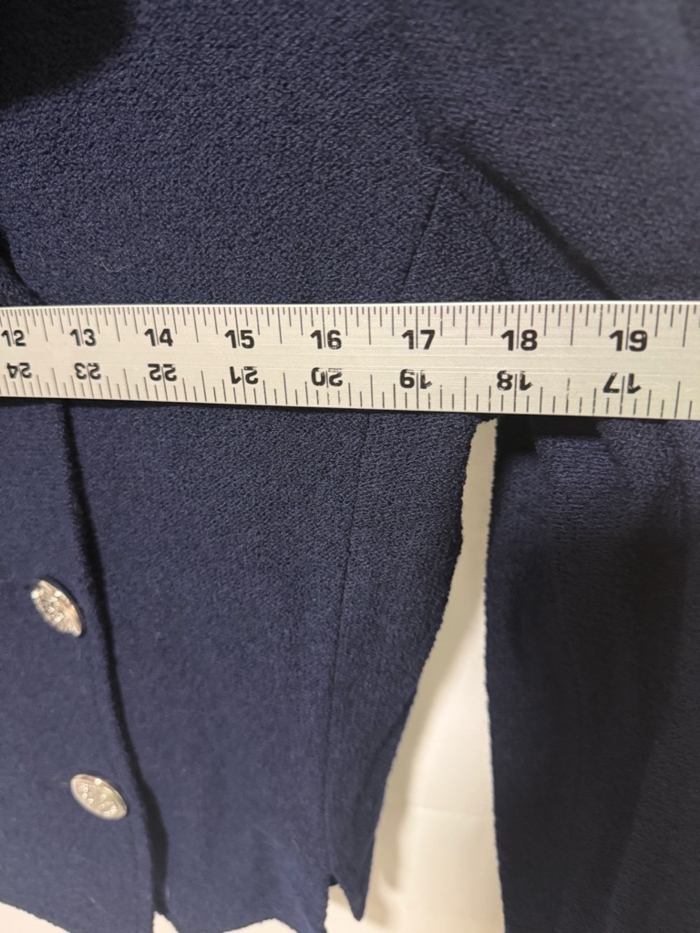 St. John Navy Double-Breasted Blazer with Decorative gold Buttons - Picture 3 of 6
